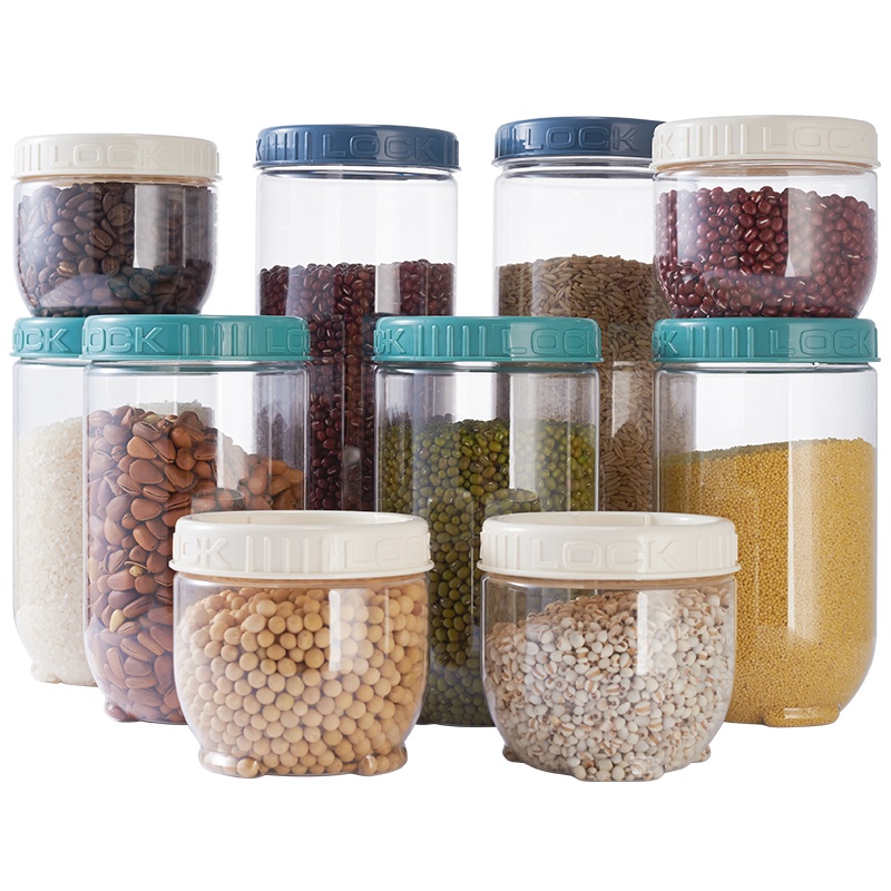JEKO&JEKO 密封储物罐五谷杂粮收纳盒厨房食品保鲜冰箱收纳容器粮食调料香料坚果豆子收纳罐10件套