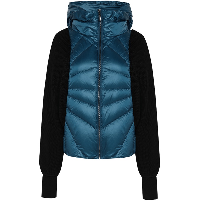 ERAL/艾莱依冬针织蝙蝠袖拼接短款羽绒服女2006D