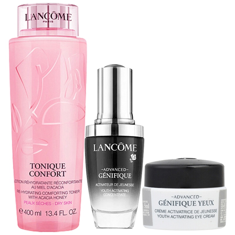 兰蔻(LANCOME)护肤礼盒 (清滢柔肤水400ml+新精华肌底液30ml+小黑瓶眼霜5ml)