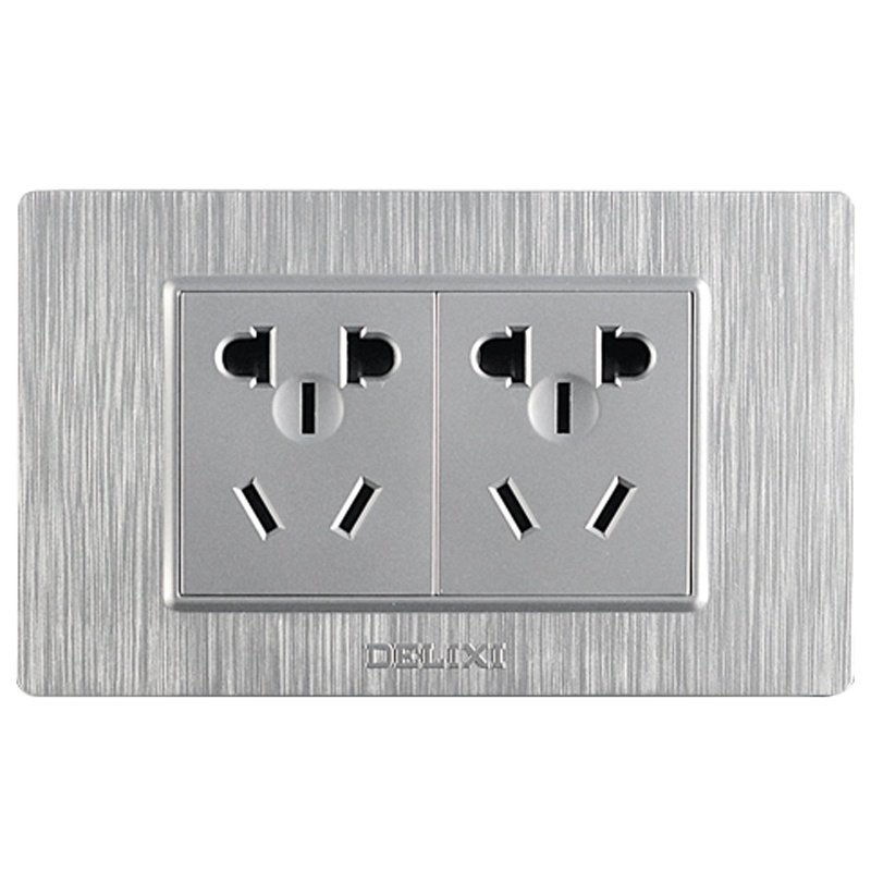 德力西118型墙壁开关插座九孔9孔多功能三位五孔电源插座面板多孔