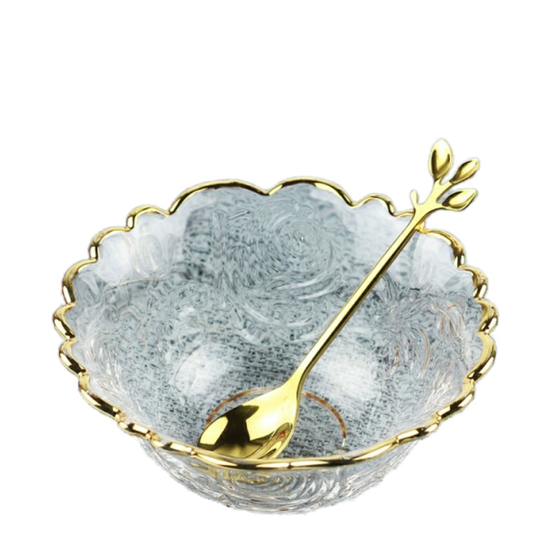 日式金边燕窝碗甜品碗花边小碗高档水晶碗糖水碗沙拉碗