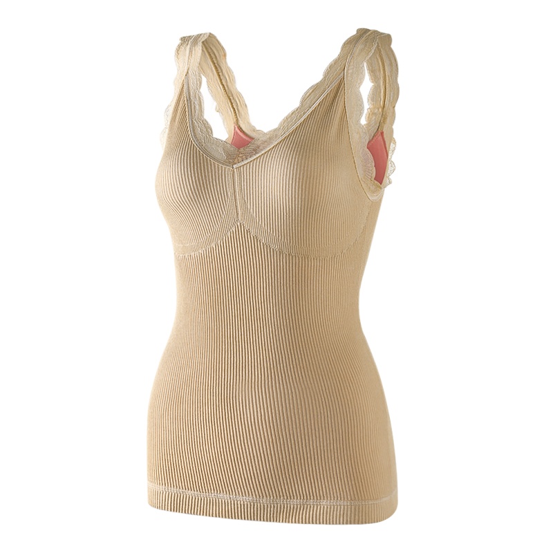 俞兆林保暖背心女加厚加绒塑身蕾丝秋冬季紧身美体棉内衣内穿打底衫上衣