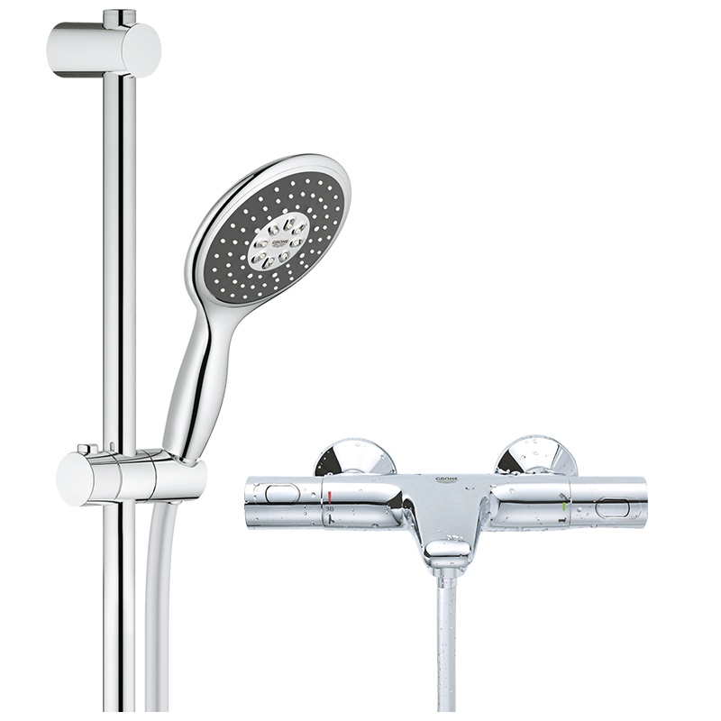 德国-高仪(GROHE)进口维达利恒温花洒组合 13CM手持花洒4键切换 恒温冷触龙头 恒温冷触带下水