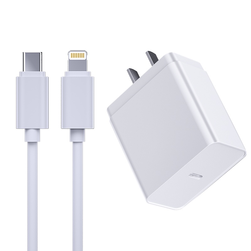 洛克 (ROCK) Apple苹果原装PD充电器 18W快充头USB-C iphone12线充套装适配器+USB-C转闪