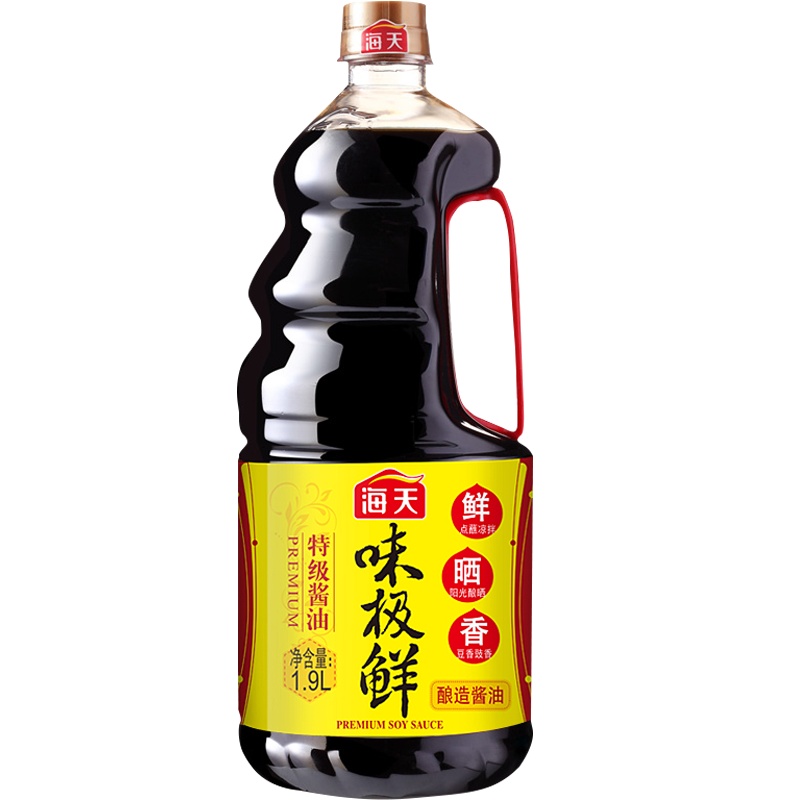 海天味极鲜酿造特级酱油1.9L天然鲜家用商用炒菜蒸鱼凉拌家庭装调料调味品(有效期至22年5月)