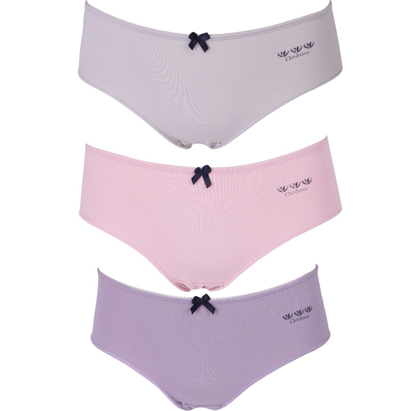 依曼丽女士内裤薄款透气中腰少女纯色大码女平角裤3条装