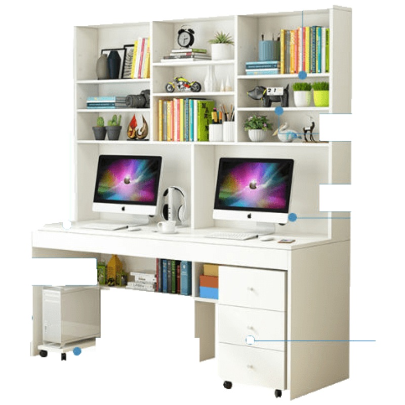 书桌书架组合一体简约多功能学生家用桌卧室书柜写字台电脑台式桌安心抵