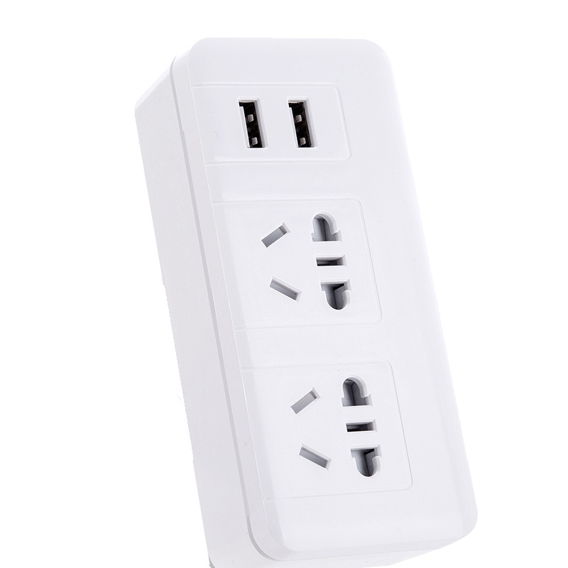 得力新国标(deli)18301保护插头总控开关 USB插座 1转4插座转换插头电源转换器 2位孔+2USB 无线转换