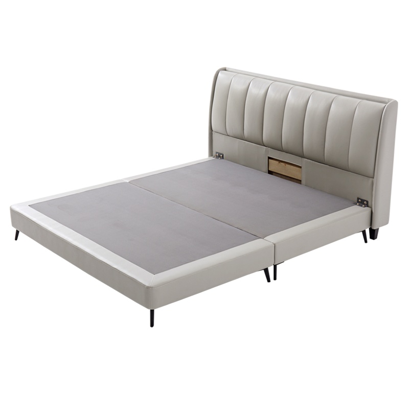 左右沙发真皮床主卧室大床现代简约双人床1.8米皮艺床家具意式轻奢1.5米婚床软靠实木框双人床DR096