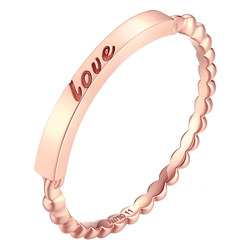 周大生 18K金时尚女戒 简约百搭 生日礼 送女友送闺蜜