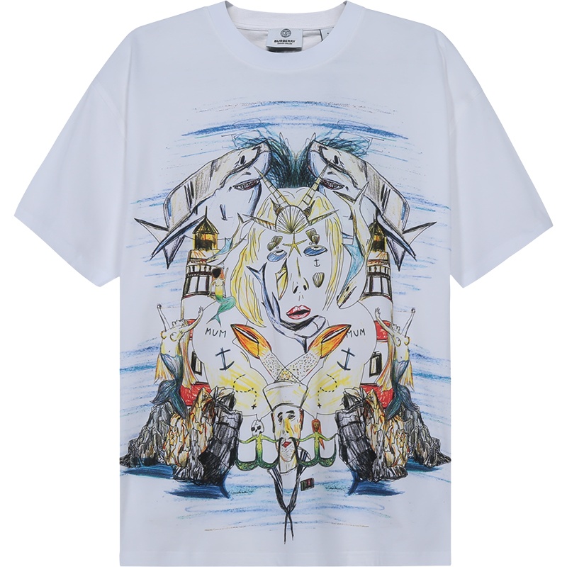 博柏利 BURBERRY 男士 棉质宽松版圆领短袖T恤80406811