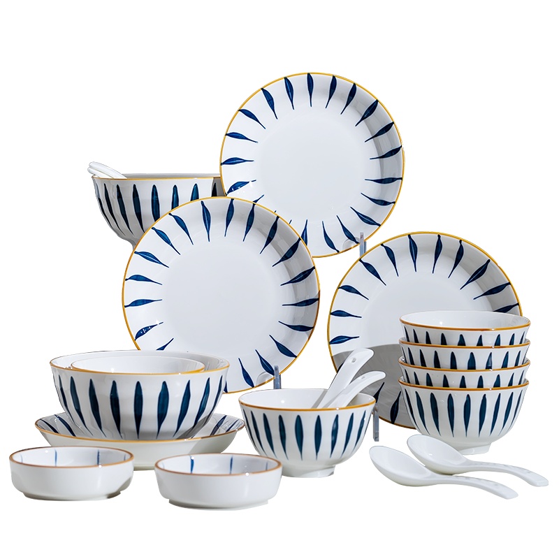 [李佳航推荐!]富昱景 碗碟套装家用20件套网红日式餐具套装创意盘子饭碗汤面碗筷组合