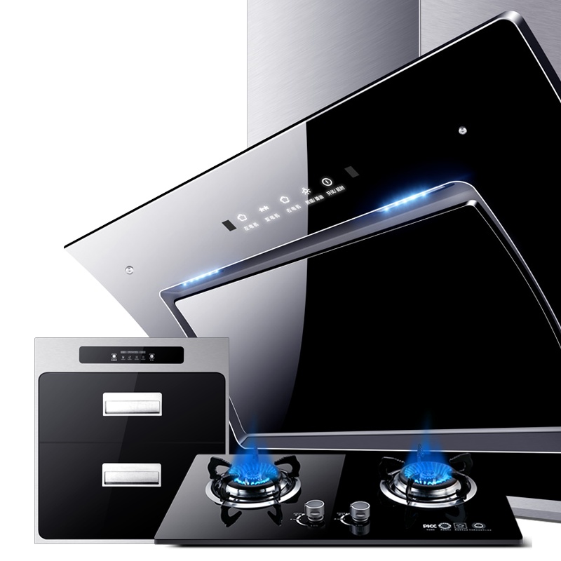 欢呼好太太 22立侧吸式油烟机灶具消毒柜套装烟灶套餐烟灶消组合 旋风二号+X01+E27 家用烟灶消三件套液化气