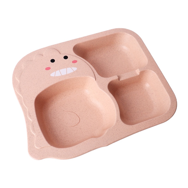宝宝餐盘分格盘儿童卡通可爱餐具创意分餐盘饭盘三格分格家用套装 国泰家和 恐龙/深蓝(6件套)盘子
