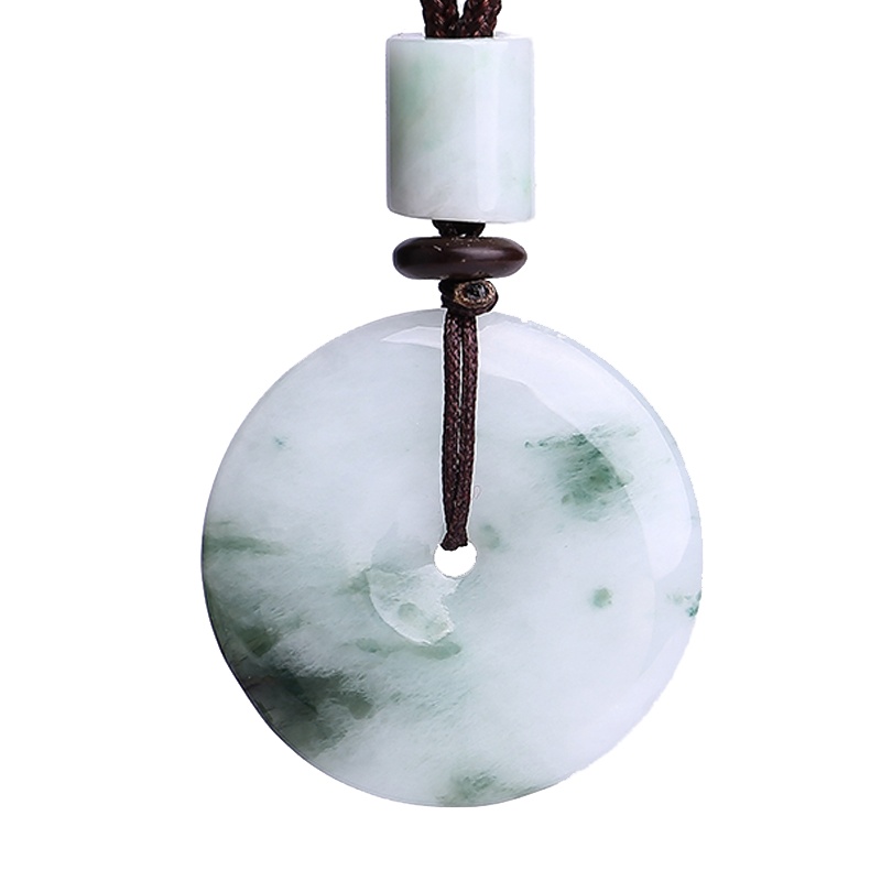 印象眸 翡翠平安扣吊坠 飘花翡翠挂件平安扣玉坠子