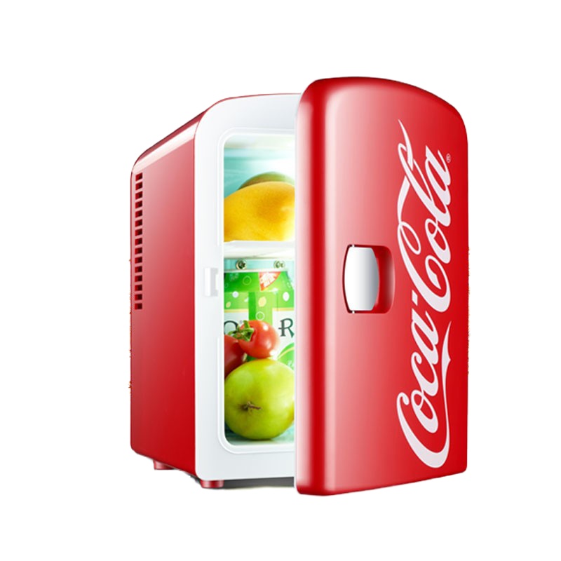 可口可乐(Coca-Cola)车载冰箱迷你小冰箱车家两用 便携宿舍母乳化妆品小冰箱12V/220V 冷暖箱 8L红色新款