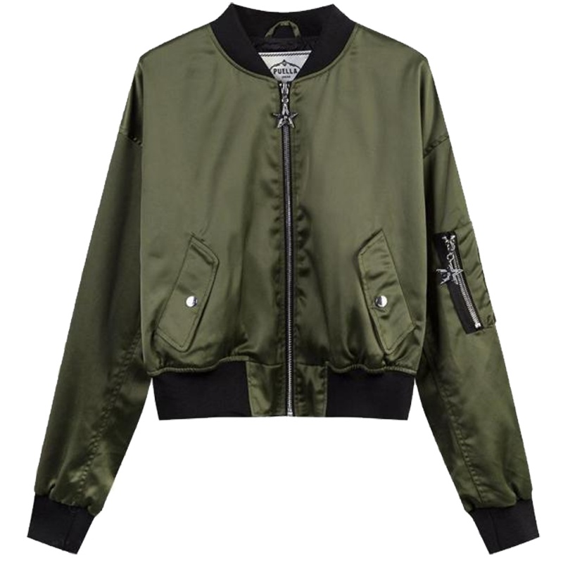 【热卖】军绿色棒球服外套女2019早春新款韩版宽松短款学生bf上衣夹克衫潮20011719