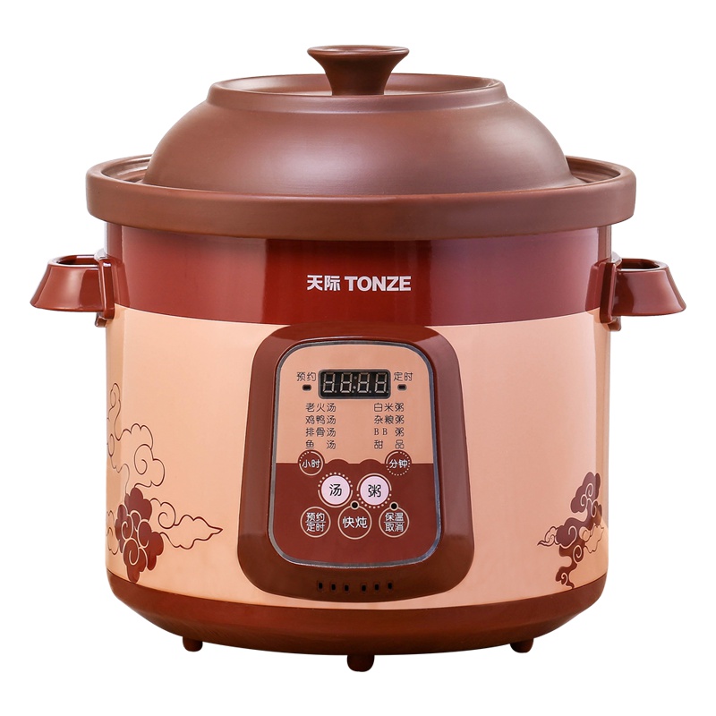 TONZE/天际DGD50-50ZWD紫砂内胆单胆电炖锅迷你煲汤锅陶瓷家用紫砂锅全自动5L/升大容量定时预约煮粥