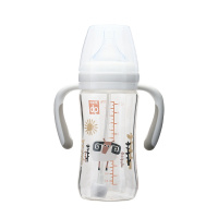 好孩子gb母乳实感宽口径握把吸管玻璃奶瓶带重力球奶瓶260ml 适合6个月以上宝宝