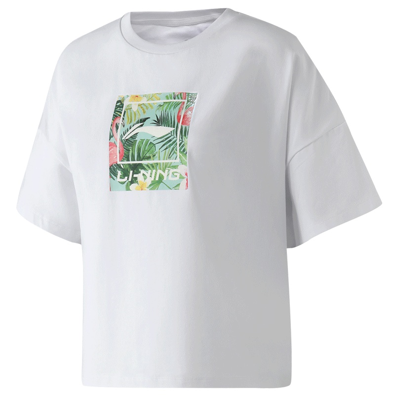 李宁 短袖t恤女AHSP298宽松印花T