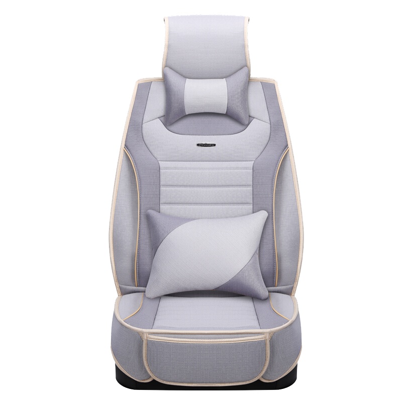 布雷什(BOLISH)五座四季通用汽车坐垫冬季保暖仿亚麻养生全包围汽车座垫座椅垫车内饰品全麻豪华款灰色