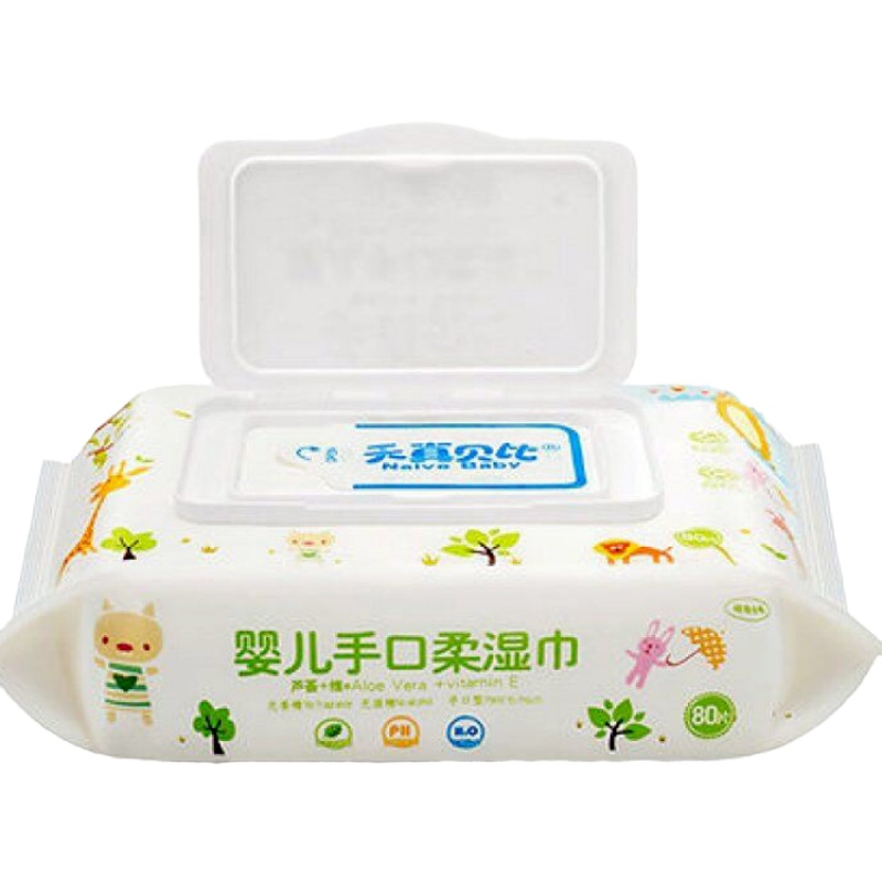 湿巾婴儿手口专用女生成人私处湿纸巾箱批发80抽带盖 1大包