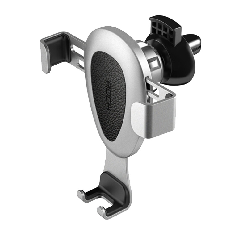 洛克(ROCK)车载手机支架 重力 汽车手机支架 出风口手机支架 真皮款 车载支架 手机导航支架 星光银