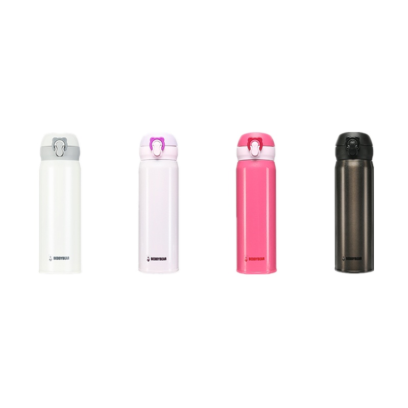 免费刻字杯具熊(beddybear) 杯具熊男女士保温杯 学生情侣真空不锈钢时尚刻字定制水杯450ml纯色经典黑