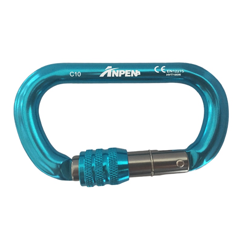 安攀C10 O型手动铝合金安全扣 户外登山攀岩主锁救援快挂扣安全锁O型挂钩丝扣锁装备攀登器材