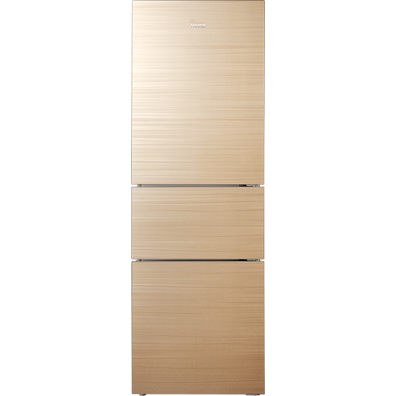 奥马(Homa)202升三门冰箱 风冷无霜 零度保鲜 钻晶玻璃面板 家用节能静音 BCD-202WDGC琥珀金