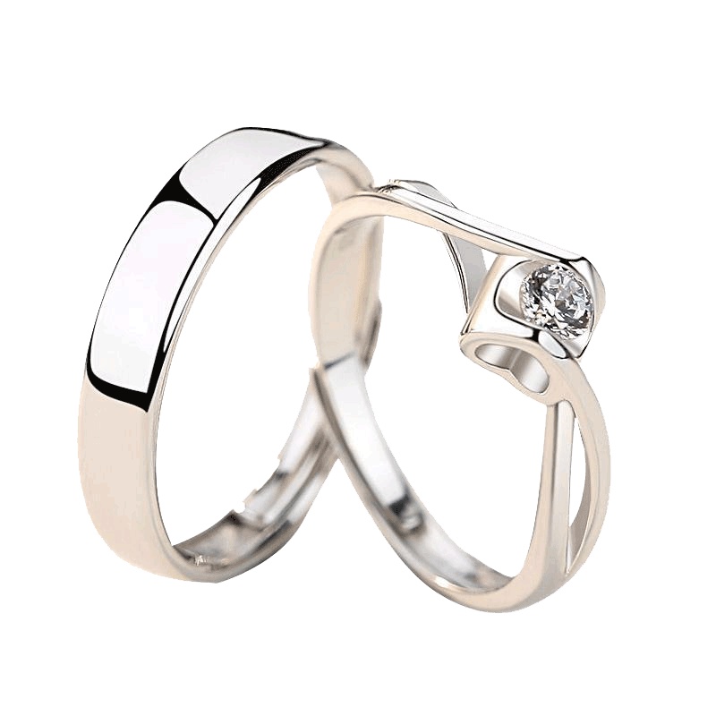 依帝魅戒指S925银纯银戒指女情侣戒指仿真钻戒送女友送女友异地恋生日银饰情人节礼物圣诞礼物送女友