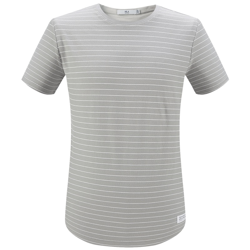 HLA海澜之家圆领条纹短袖T恤舒适花纱短袖T恤男_HNTBJ2E321A