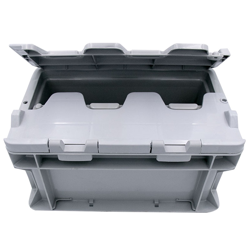 冰禹 SNll-124 塑料周转箱 塑料带盖运输物流箱 汽车配储物箱周转箱 收纳工具箱零件箱 B箱-有盖灰色