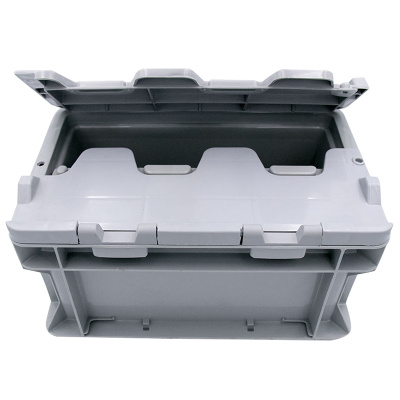 冰禹 SNll-124 塑料周转箱 塑料带盖运输物流箱 汽车配储物箱周转箱 收纳工具箱零件箱 B箱-有盖灰色