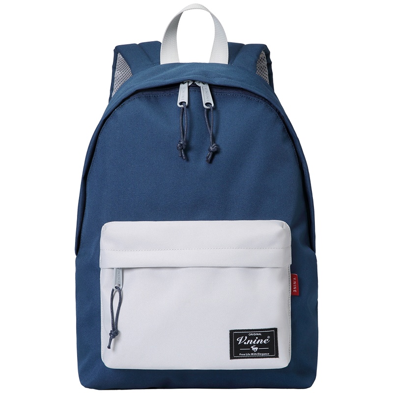 第九城（V.NINE） 双肩包女士撞色大容量电脑背包休闲情侣款学生书包男