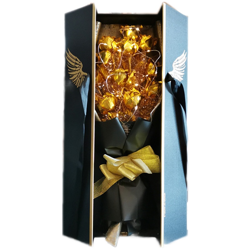 微天使之翼礼盒套装金玫瑰金箔玫瑰花束礼盒生日礼物女生女孩老婆媳妇闺蜜创意异地恋纪念日惊喜七夕情人节礼物送女朋友