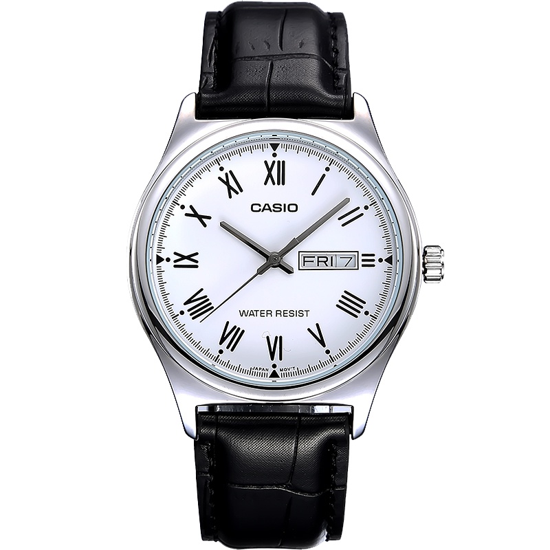 卡西欧(CASIO)男士经典指针系列手表 日韩品牌时尚商务简约防水石英表男 皮带MTP-V006L-7B