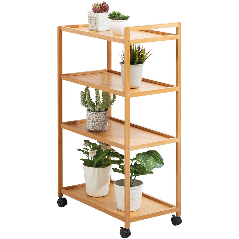 老竹匠 简易落地式花架子客厅室内盆栽滚轮多层绿植花盆架现代简约楠竹阳台栅栏多肉绿萝室外吊篮置物层架