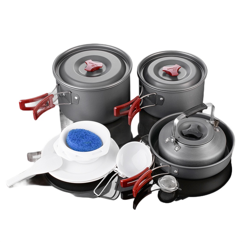 火枫FMC-209户外野营4-5人便携套锅炊具 有茶壶 煎锅 网袋收纳