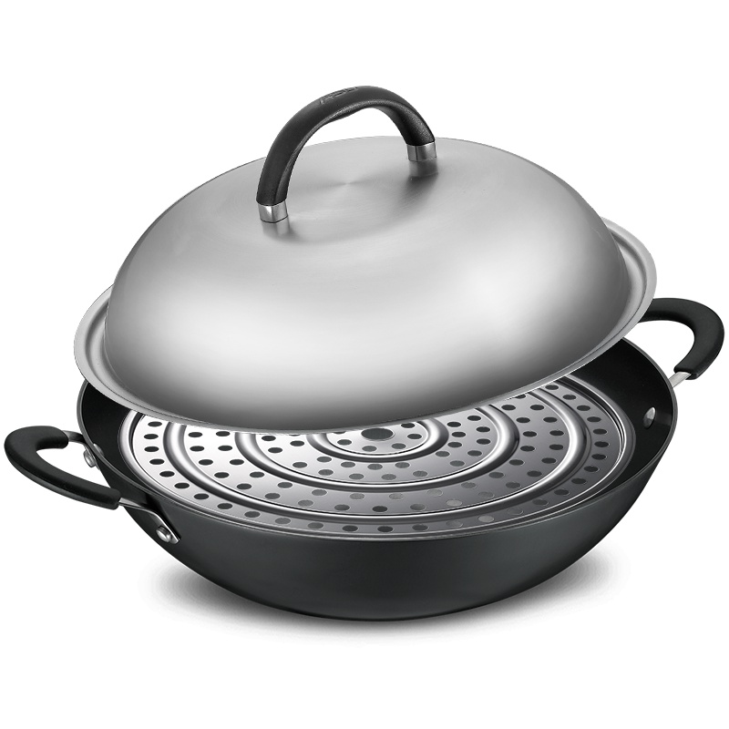 [商场同款]爱仕达(ASD)锅具炒锅 40CM锈不了铸铁炒菜锅 中式双耳炒锅大尺寸炖锅蒸锅 CF40B1Q