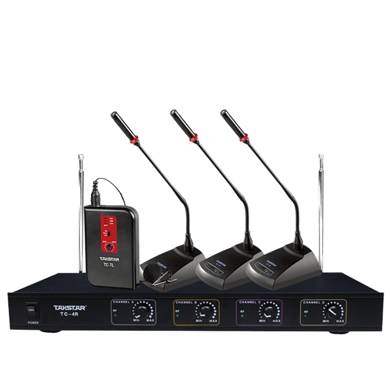 Takstar/得胜TC-4R 一拖四无线会议话筒 会议系统舞台卡拉OK主持演出麦克风(1台主机+1领夹+3会议话筒)