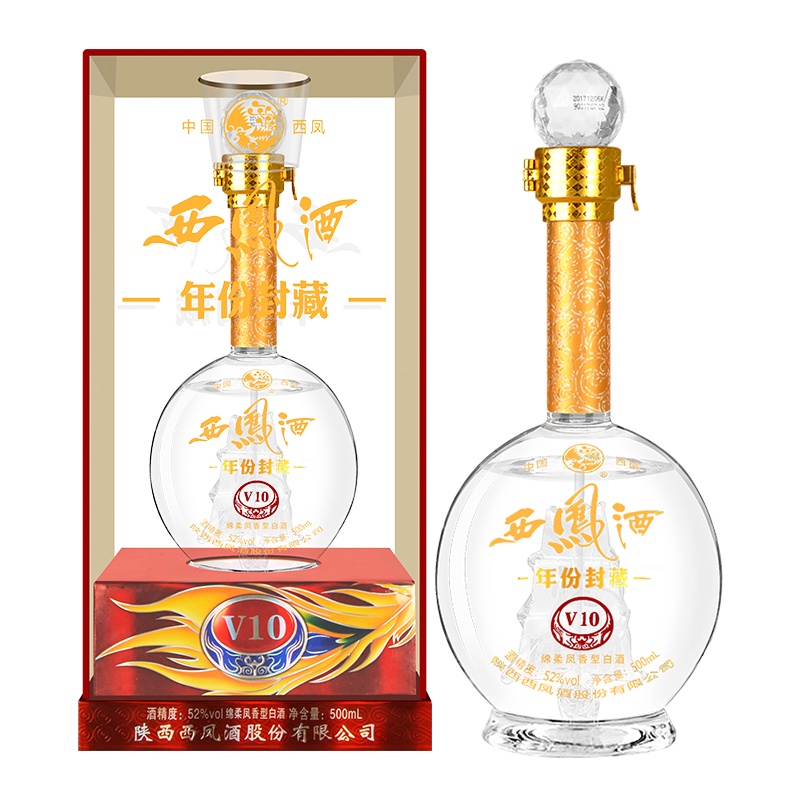 西凤 年份封藏V10 52度 500ml 单瓶 凤香型 白酒