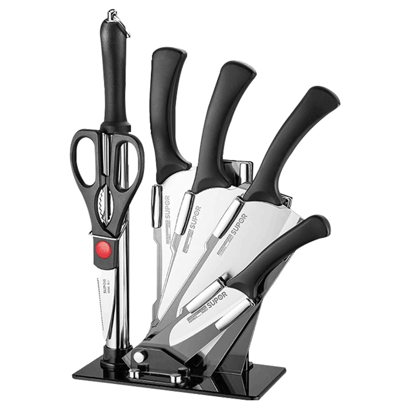 苏泊尔(SUPOR)全套厨房刀具七件套装组合 刀具套装厨房不锈钢菜刀斩骨刀水果刀多用剪刀家用全套刀具 TK1901E