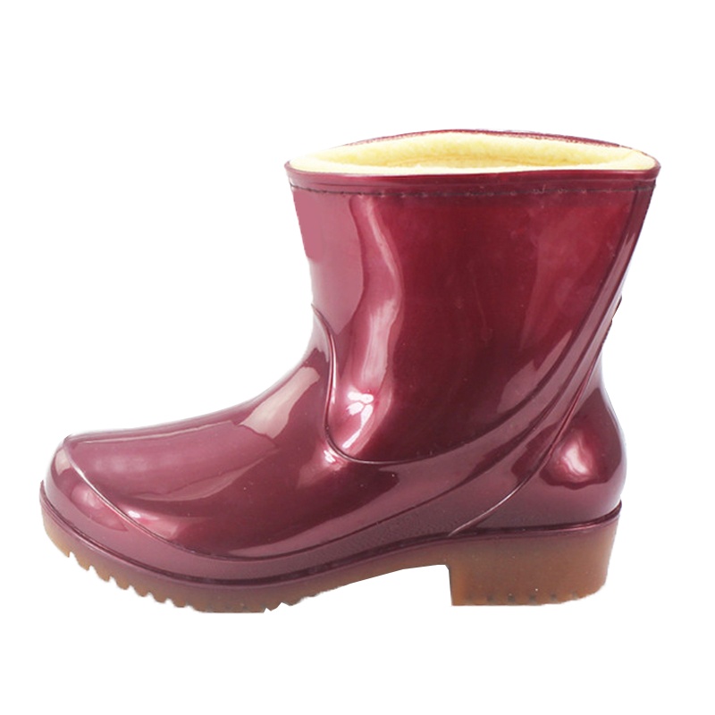 DOUBLESTAR双星DSA212 半筒女士雨鞋加棉短筒女款防滑PVC中筒雨靴保暖鞋胶鞋防水