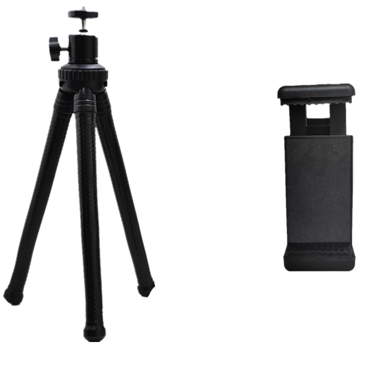 火豹八爪鱼三脚架相机架微单三角架章鱼桌面主播自拍手机支架八抓鱼 全黑款+金属云台+手机夹手机座