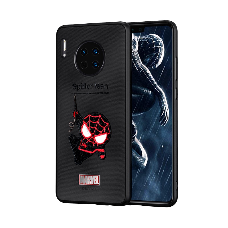 ESCASE 华为mate30手机壳硅胶保护套全包防摔卡通动漫个性布艺刺绣网红潮牌保护壳漫威正版黑色蜘蛛侠