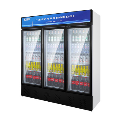友田(YOUTIAN展示柜商用立式冷藏单门便利店保鲜饮料柜超市冰箱酒吧啤酒柜1013L三门塑料直冷