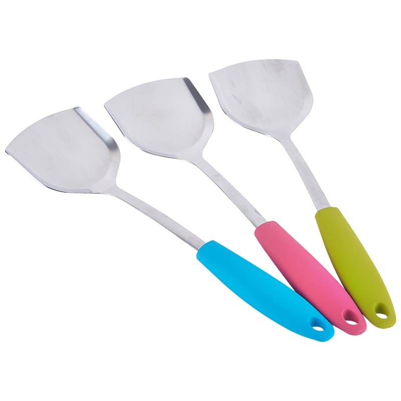 德国Fackelmann 法克曼不锈钢彩柄中式铲 锅铲 防烫手柄锅铲 厨房炒菜 铲子 软胶柄铲 厨房小工具(颜色随机)