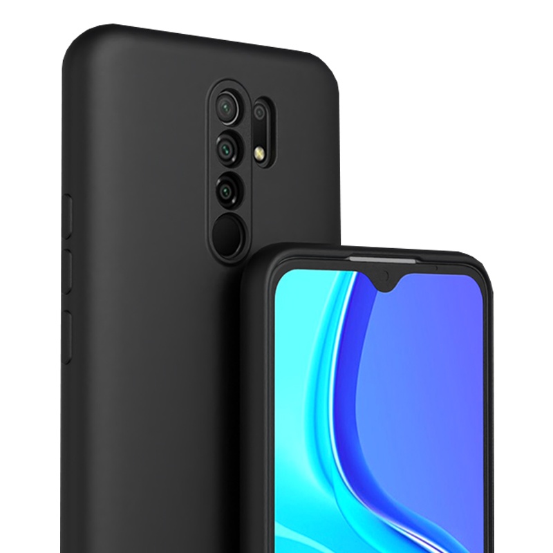 ESCASE redmi红米9手机壳 小米保护套 液态硅胶保护壳新升级全包镜头防摔超薄男女款 优雅黑