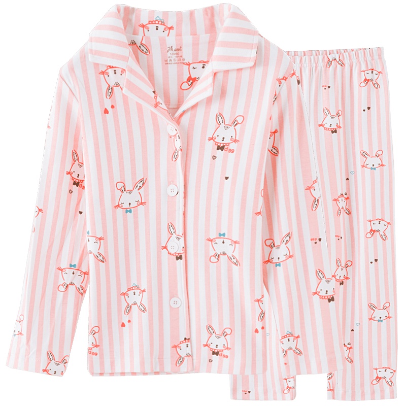 顶瓜瓜女童睡衣春秋纯棉厚款卡通可爱长袖亲子中大童女孩儿童家居服套装